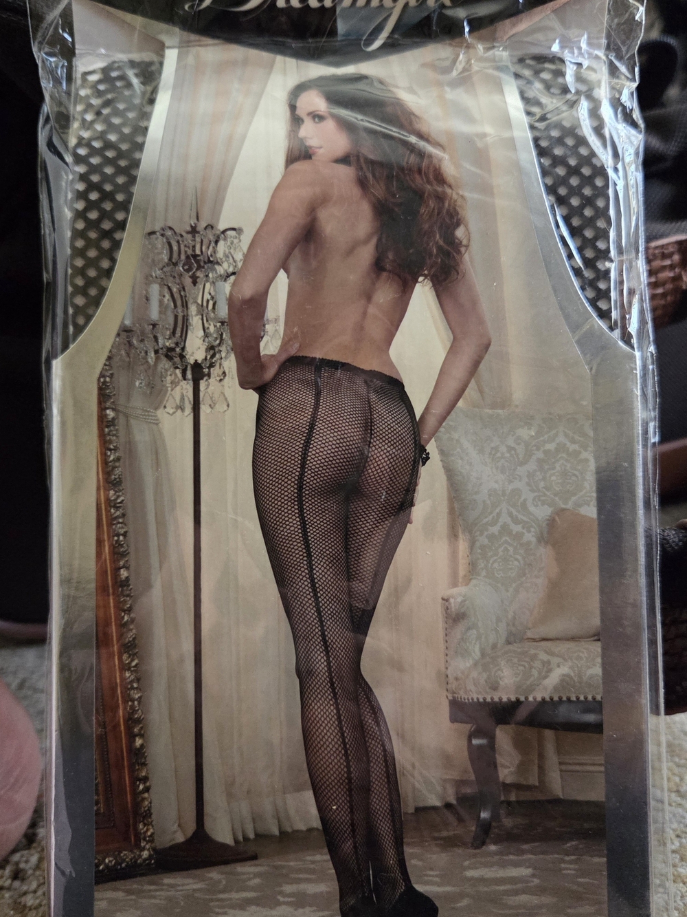 Dreamgirl Fishnet Back-Seam Tights - Black -